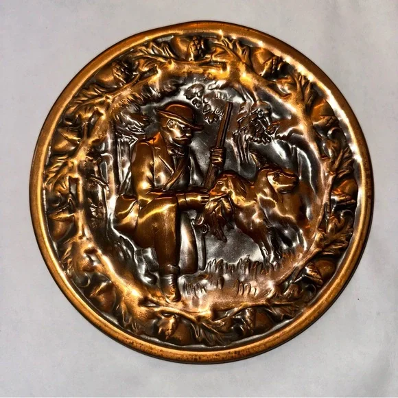 Vintage Coppercraft Guild Copper Wall Plates, Equestrian, Hunting, Rustic